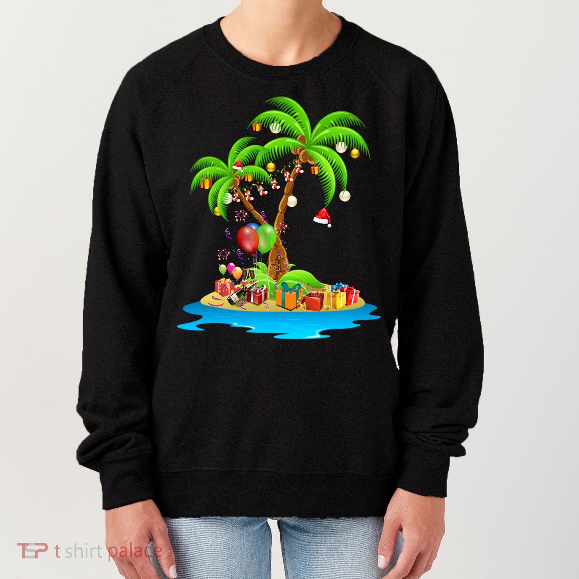 Christmas Palm Tree Tropical Xmas Coconut Matching Family Gift Women's Sweatshirt