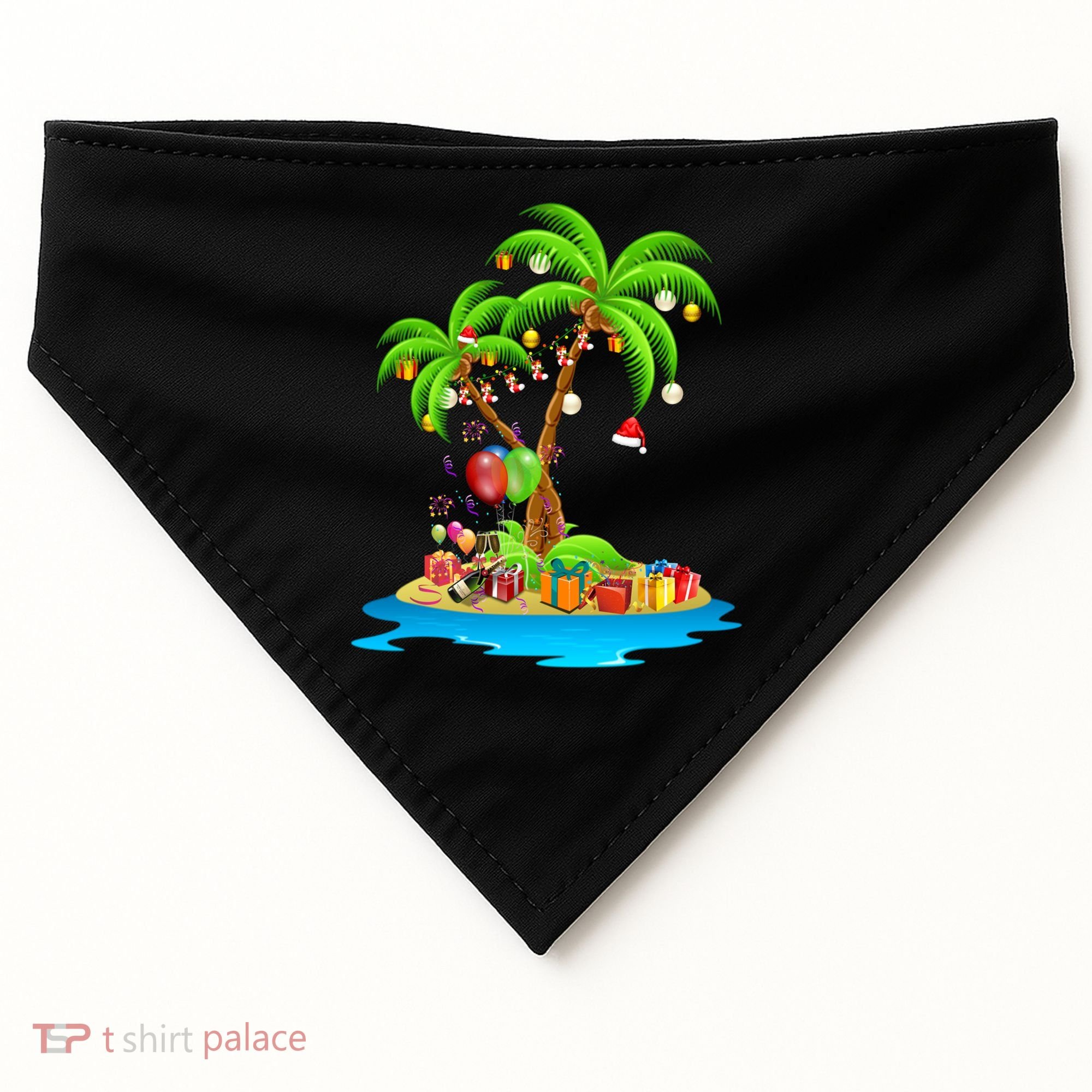 Christmas Palm Tree Tropical Xmas Coconut Matching Family Gift USA-Made Doggie Bandana