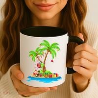 Christmas Palm Tree Tropical Xmas Coconut Matching Family Gift Coffee Mug thumb 3