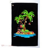 Christmas Palm Tree Tropical Xmas Coconut Matching Family Gift Golf Towel thumb 0