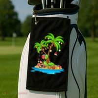 Christmas Palm Tree Tropical Xmas Coconut Matching Family Gift Golf Towel thumb 2
