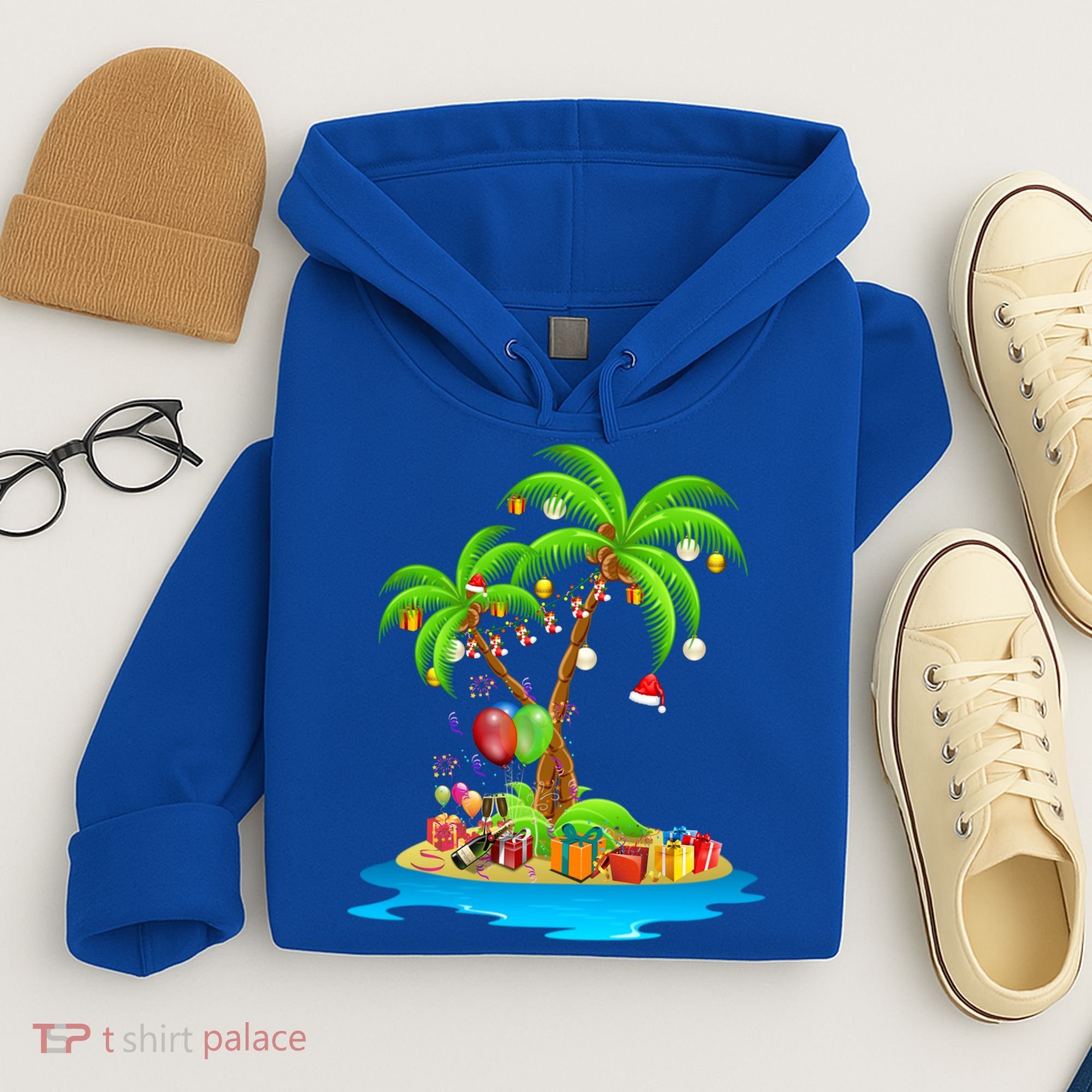 Christmas Palm Tree Tropical Xmas Coconut Matching Family Gift Hoodie
