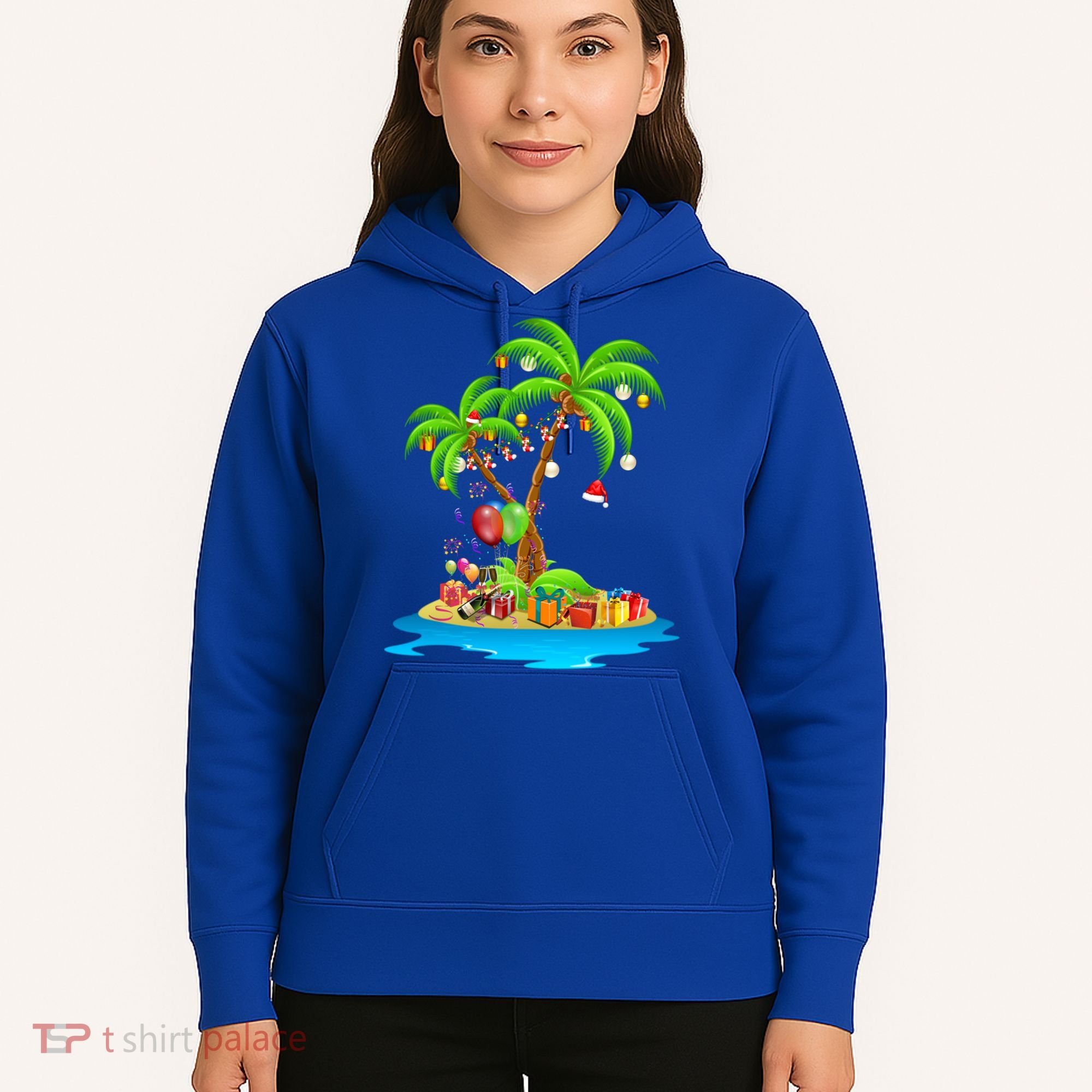 Christmas Palm Tree Tropical Xmas Coconut Matching Family Gift Hoodie