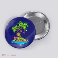 Christmas Palm Tree Tropical Xmas Coconut Matching Family Gift Button thumb 0
