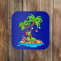 Christmas Palm Tree Tropical Xmas Coconut Matching Family Gift Coaster thumb 0