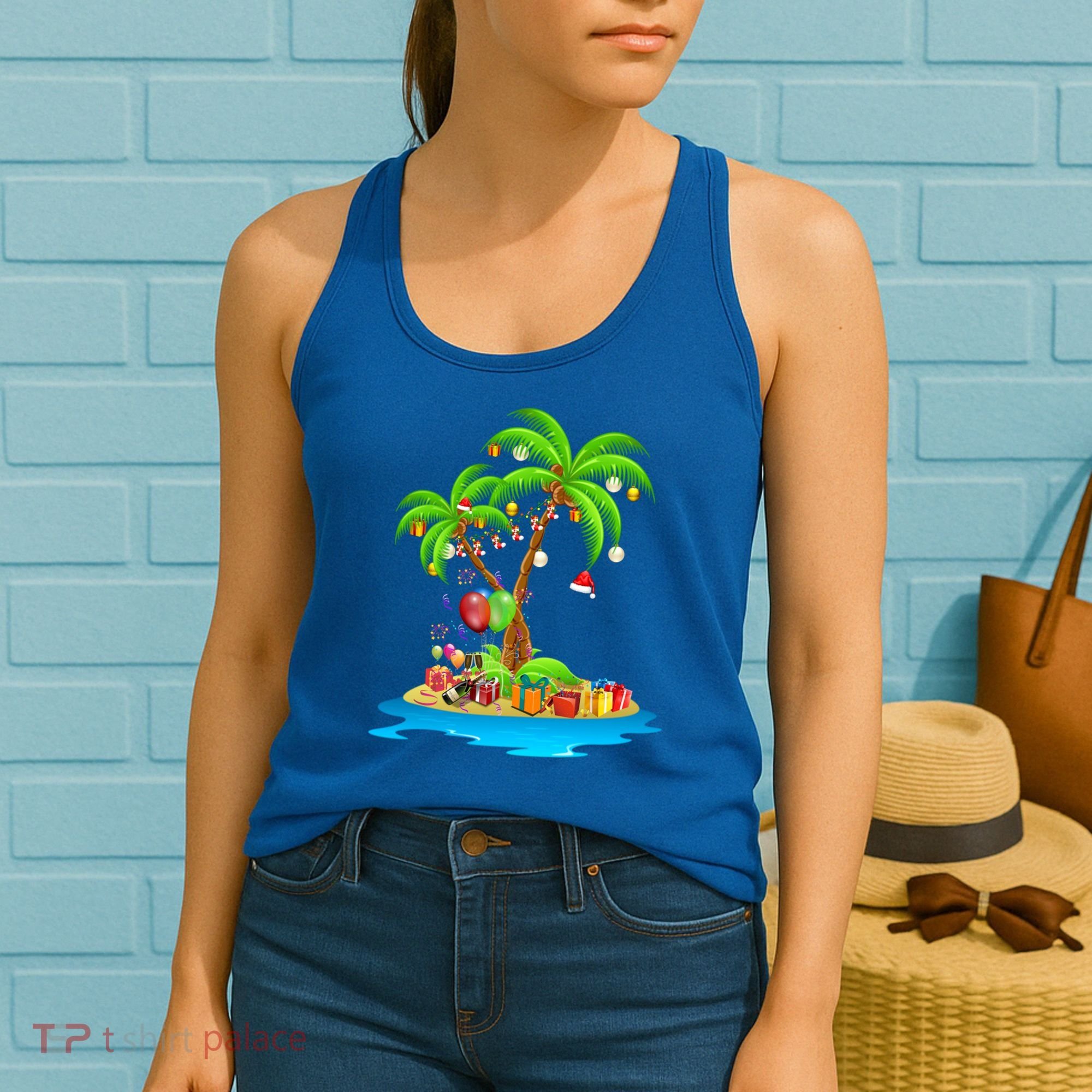 Christmas Palm Tree Tropical Xmas Coconut Matching Family Gift Women's Tank Top