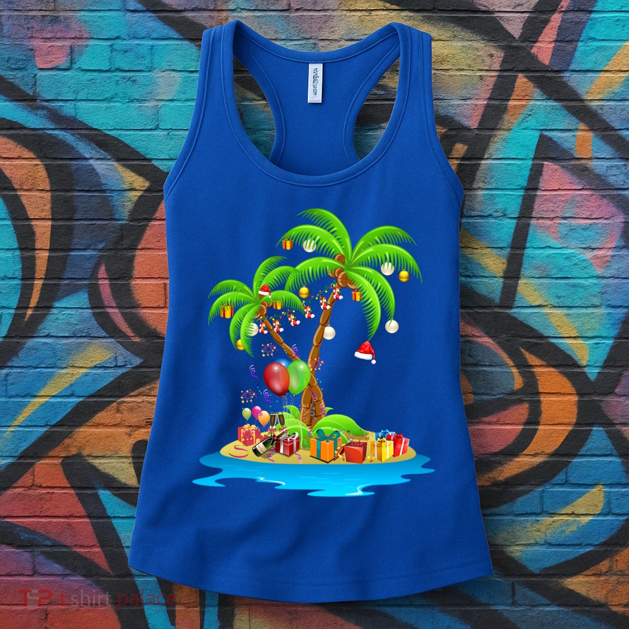 Christmas Palm Tree Tropical Xmas Coconut Matching Family Gift Women's Tank Top