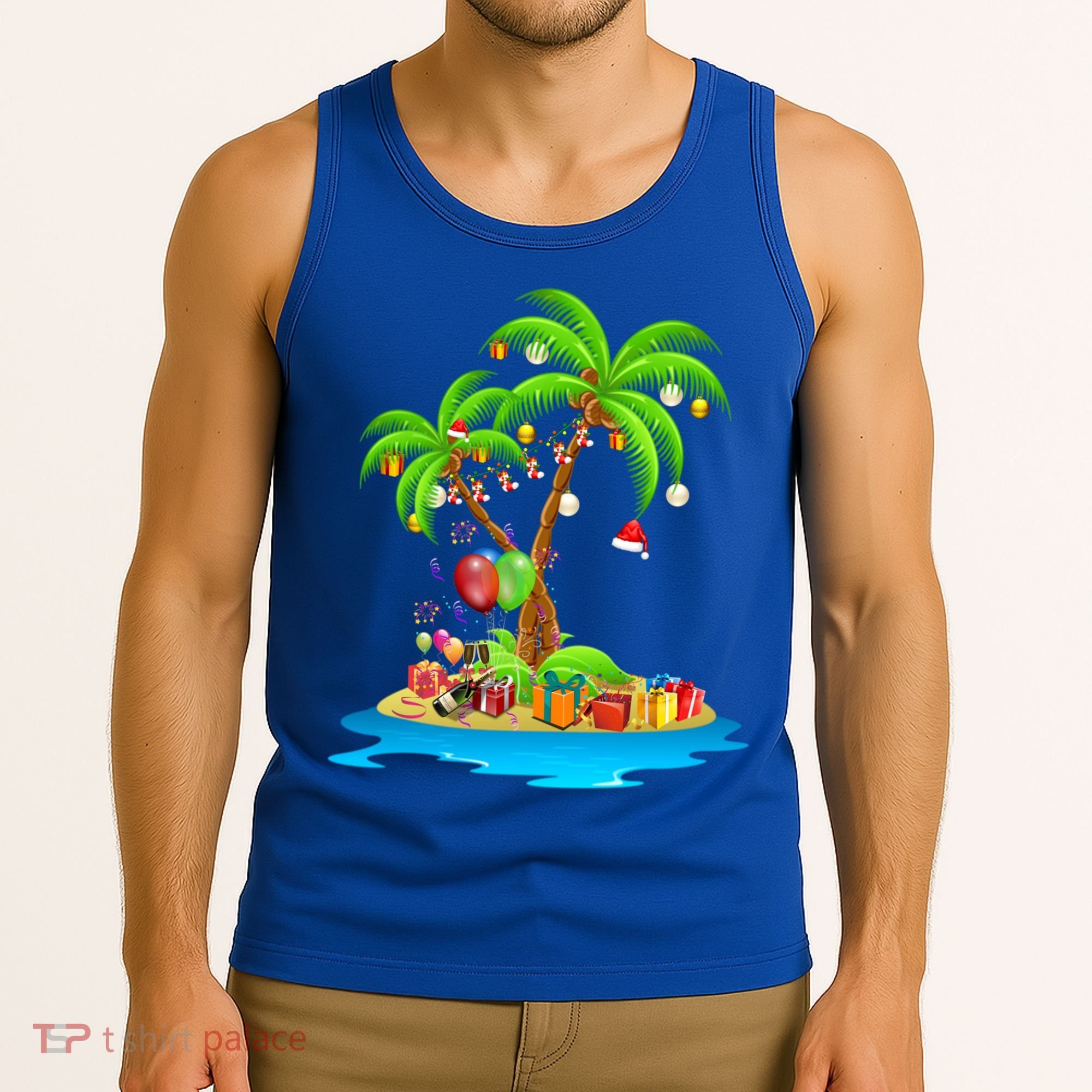 Christmas Palm Tree Tropical Xmas Coconut Matching Family Gift Tank Top