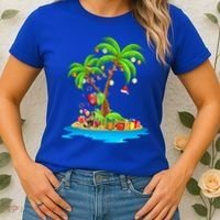 Christmas Palm Tree Tropical Xmas Coconut Matching Family Gift Women's T-Shirt thumb 2