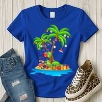 Christmas Palm Tree Tropical Xmas Coconut Matching Family Gift Women's T-Shirt thumb 3
