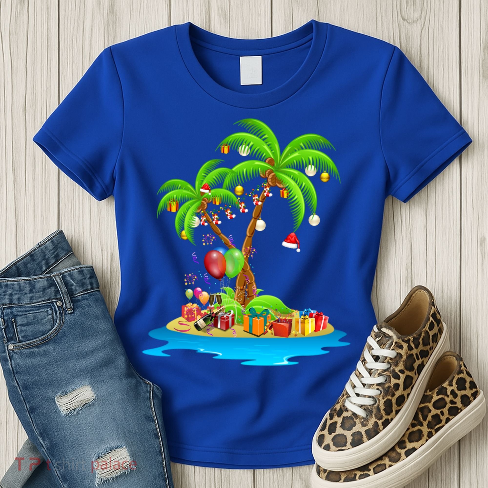 Christmas Palm Tree Tropical Xmas Coconut Matching Family Gift Women's T-Shirt