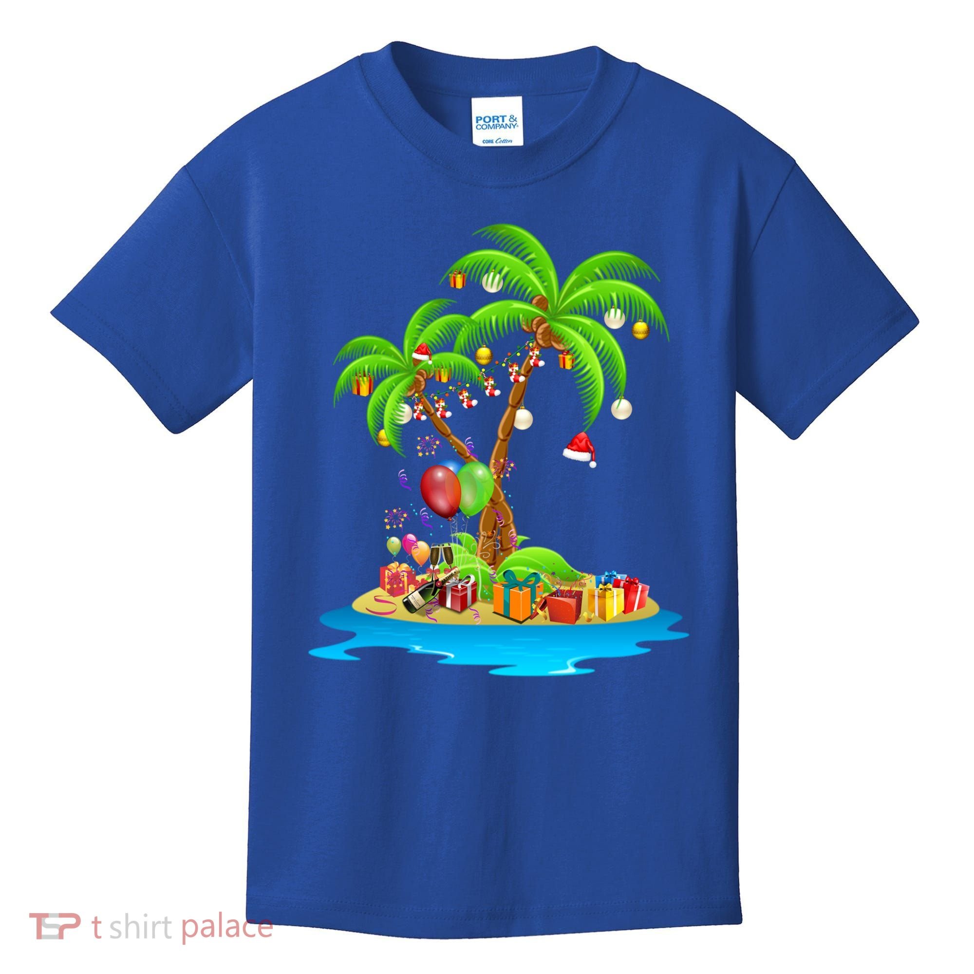 Christmas Palm Tree Tropical Xmas Coconut Matching Family Gift Kids T-Shirt