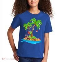 Christmas Palm Tree Tropical Xmas Coconut Matching Family Gift Kids T-Shirt thumb 2