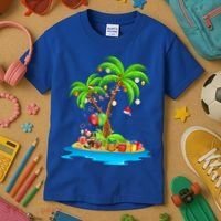 Christmas Palm Tree Tropical Xmas Coconut Matching Family Gift Kids T-Shirt thumb 3