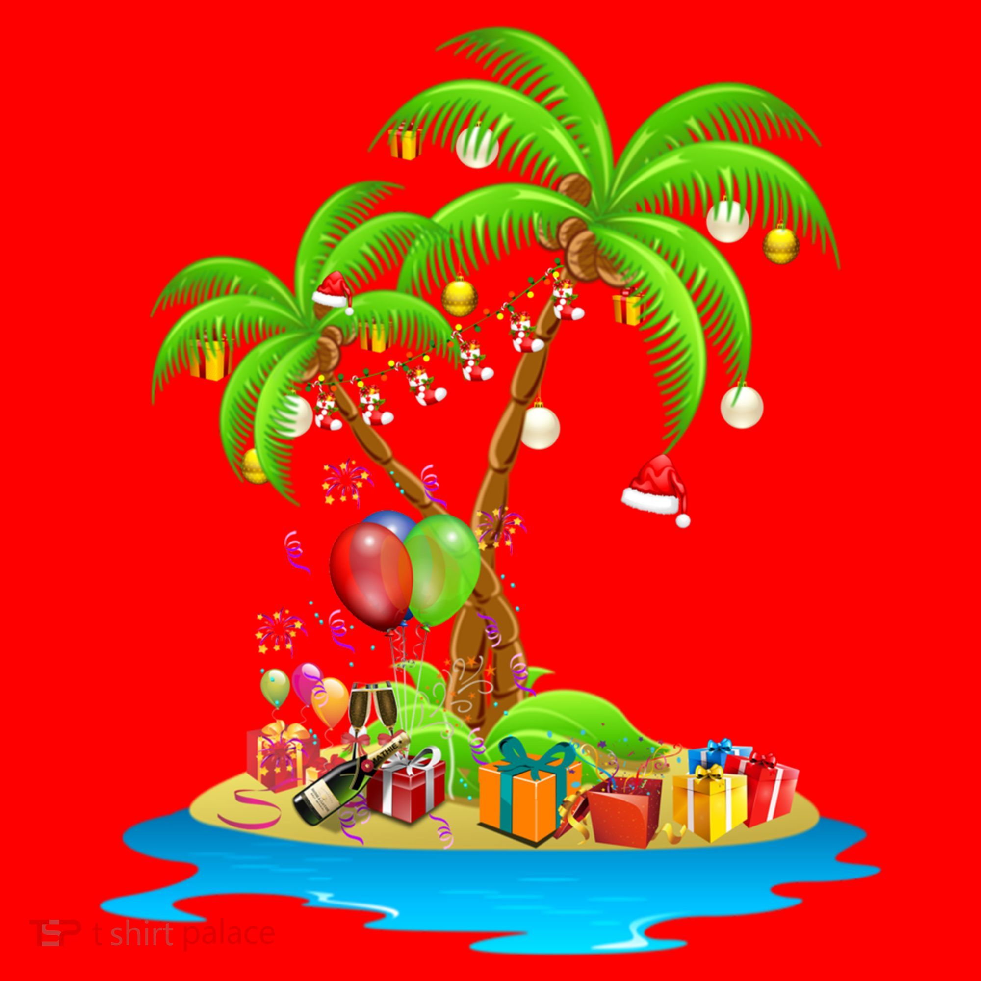Christmas Palm Tree Tropical Xmas Coconut Matching Family Gift Santa Hat