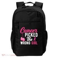 Cancer Picked The Wrong Girl Pink Ribbon Backpack thumb 0