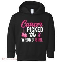 Cancer Picked The Wrong Girl Pink Ribbon Toddler Hoodie thumb 0