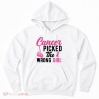 Cancer Picked The Wrong Girl Pink Ribbon Hoodie thumb 0