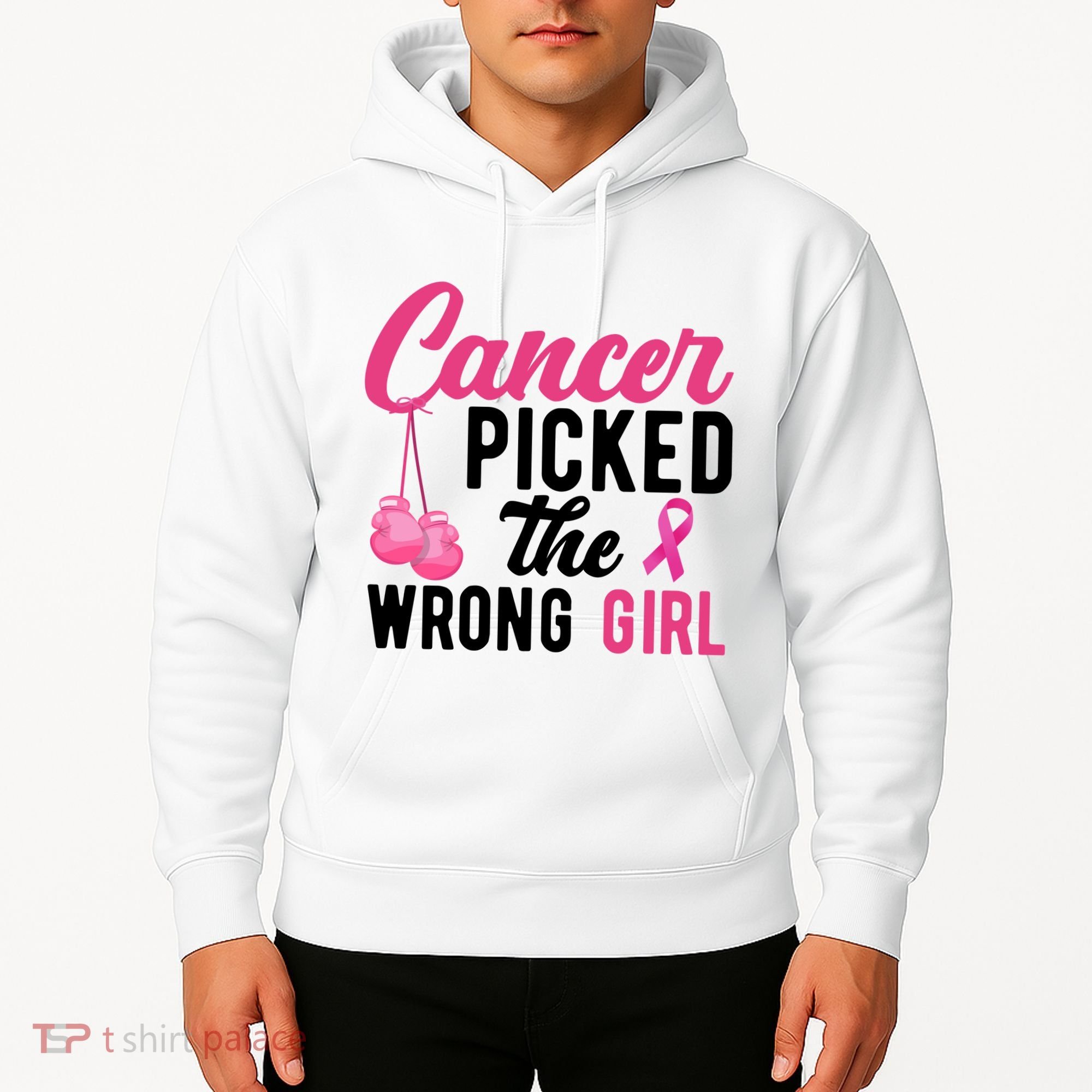 Cancer Picked The Wrong Girl Pink Ribbon Hoodie