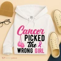 Cancer Picked The Wrong Girl Pink Ribbon Hoodie thumb 4