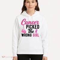 Cancer Picked The Wrong Girl Pink Ribbon Hoodie thumb 5