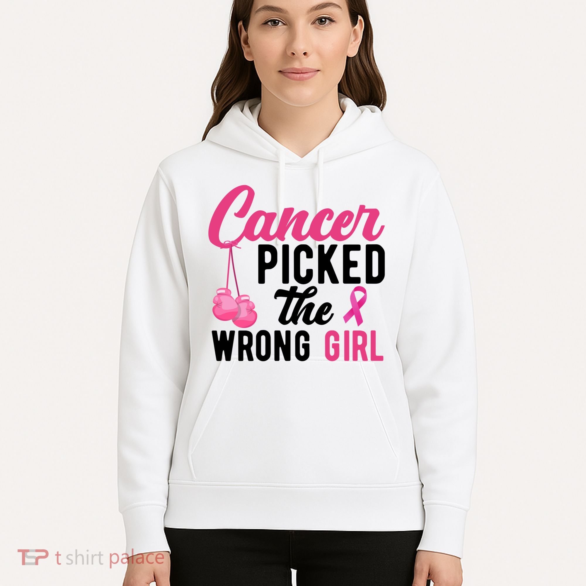 Cancer Picked The Wrong Girl Pink Ribbon Hoodie