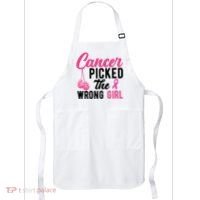 Cancer Picked The Wrong Girl Pink Ribbon Apron thumb 0