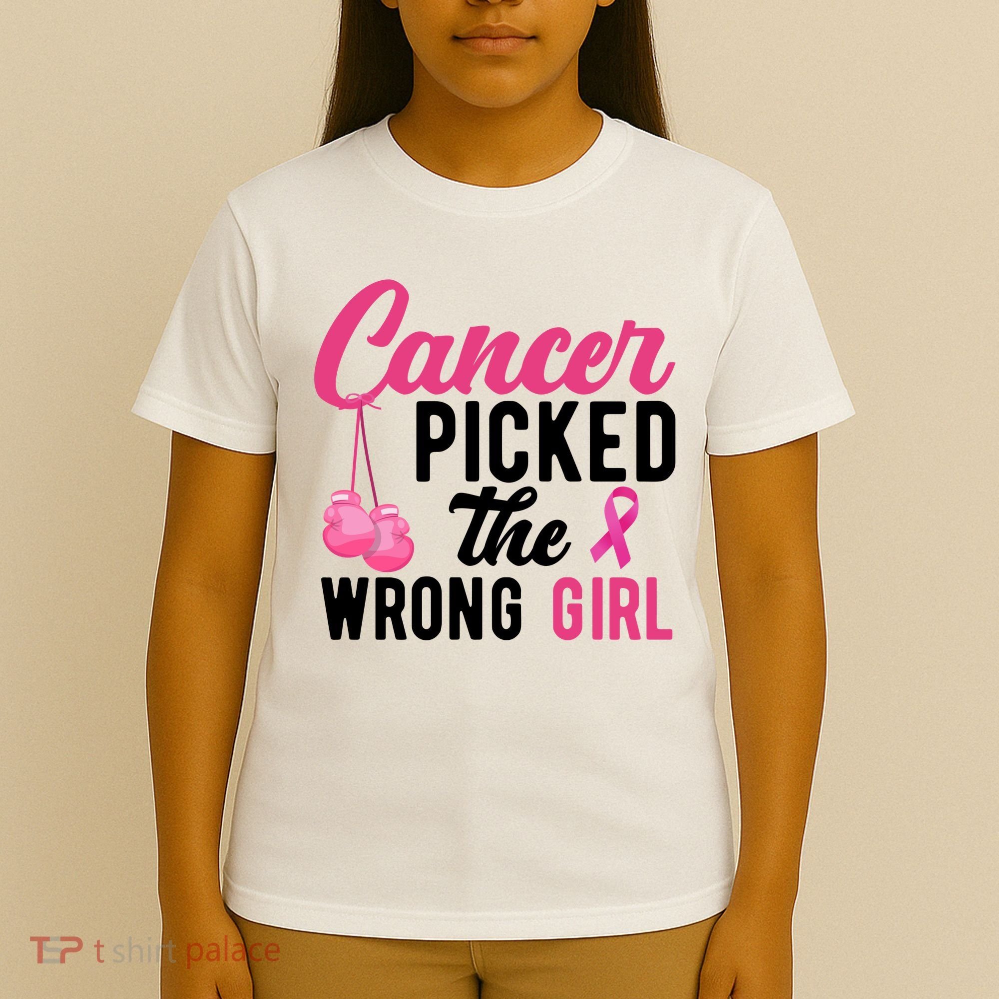 Cancer Picked The Wrong Girl Pink Ribbon T-Shirt
