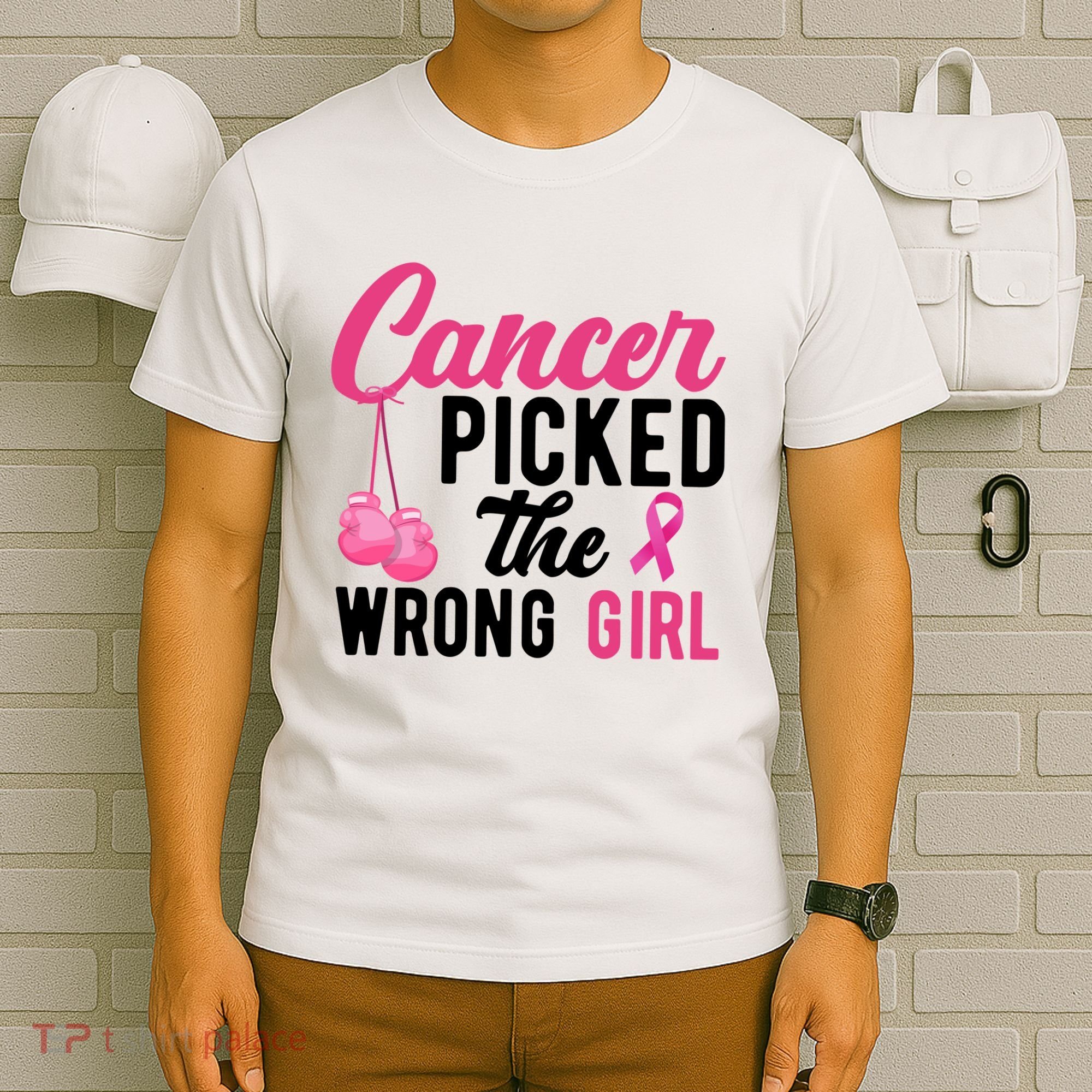Cancer Picked The Wrong Girl Pink Ribbon T-Shirt