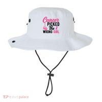 Cancer Picked The Wrong Girl Pink Ribbon Bucket Hat thumb 0