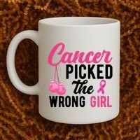 Cancer Picked The Wrong Girl Pink Ribbon Coffee Mug thumb 2