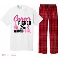 Cancer Picked The Wrong Girl Pink Ribbon Pajama Set thumb 0