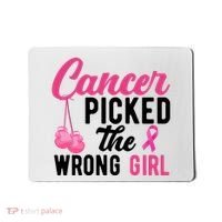 Cancer Picked The Wrong Girl Pink Ribbon Mousepad thumb 0