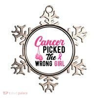 Cancer Picked The Wrong Girl Pink Ribbon Ornament thumb 0