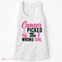Cancer Picked The Wrong Girl Pink Ribbon Women's Tank Top thumb 0