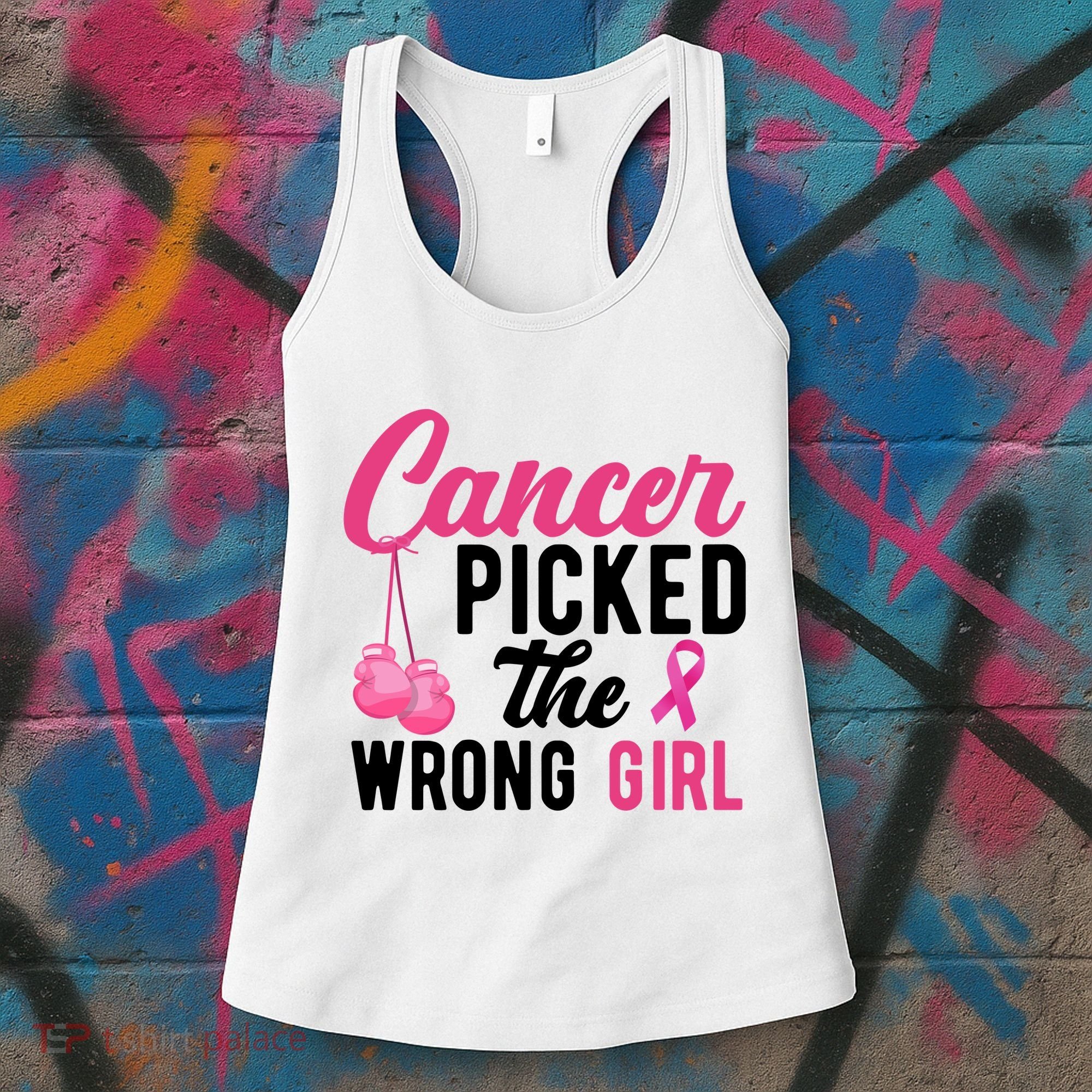 Cancer Picked The Wrong Girl Pink Ribbon Women's Tank Top