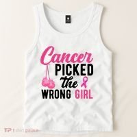 Cancer Picked The Wrong Girl Pink Ribbon Tank Top thumb 2