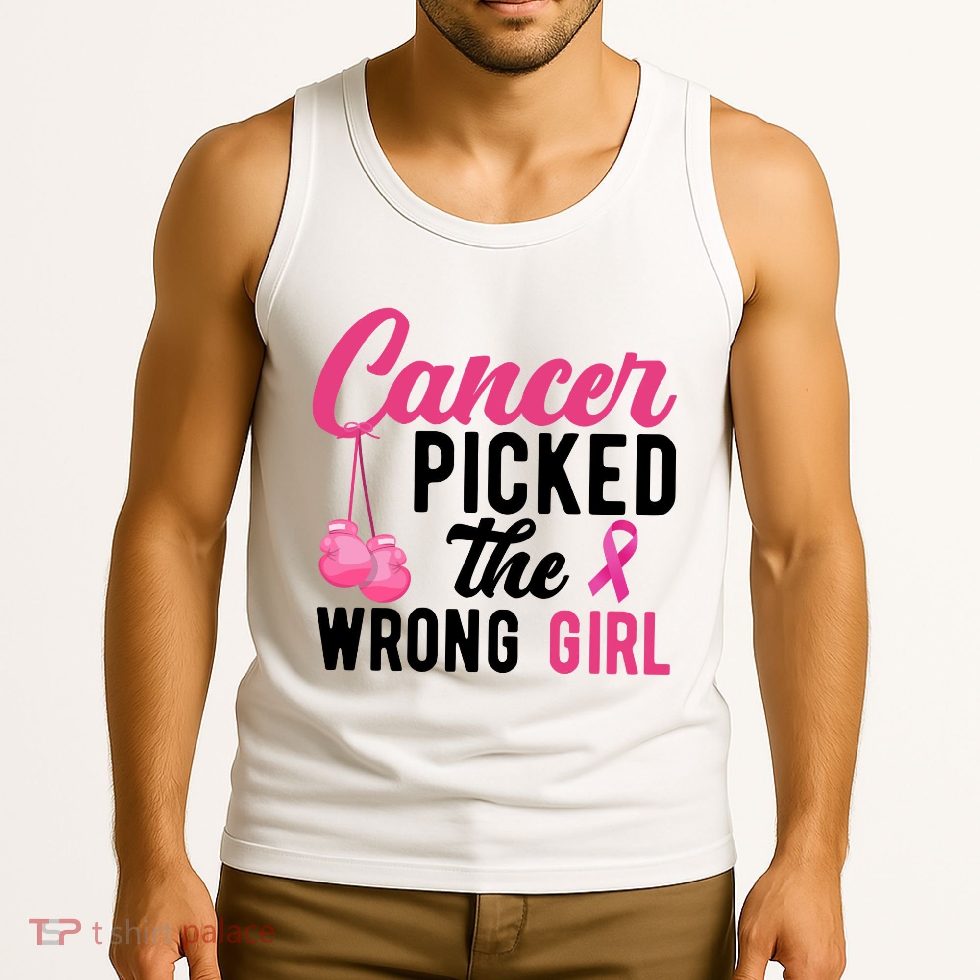 Cancer Picked The Wrong Girl Pink Ribbon Tank Top
