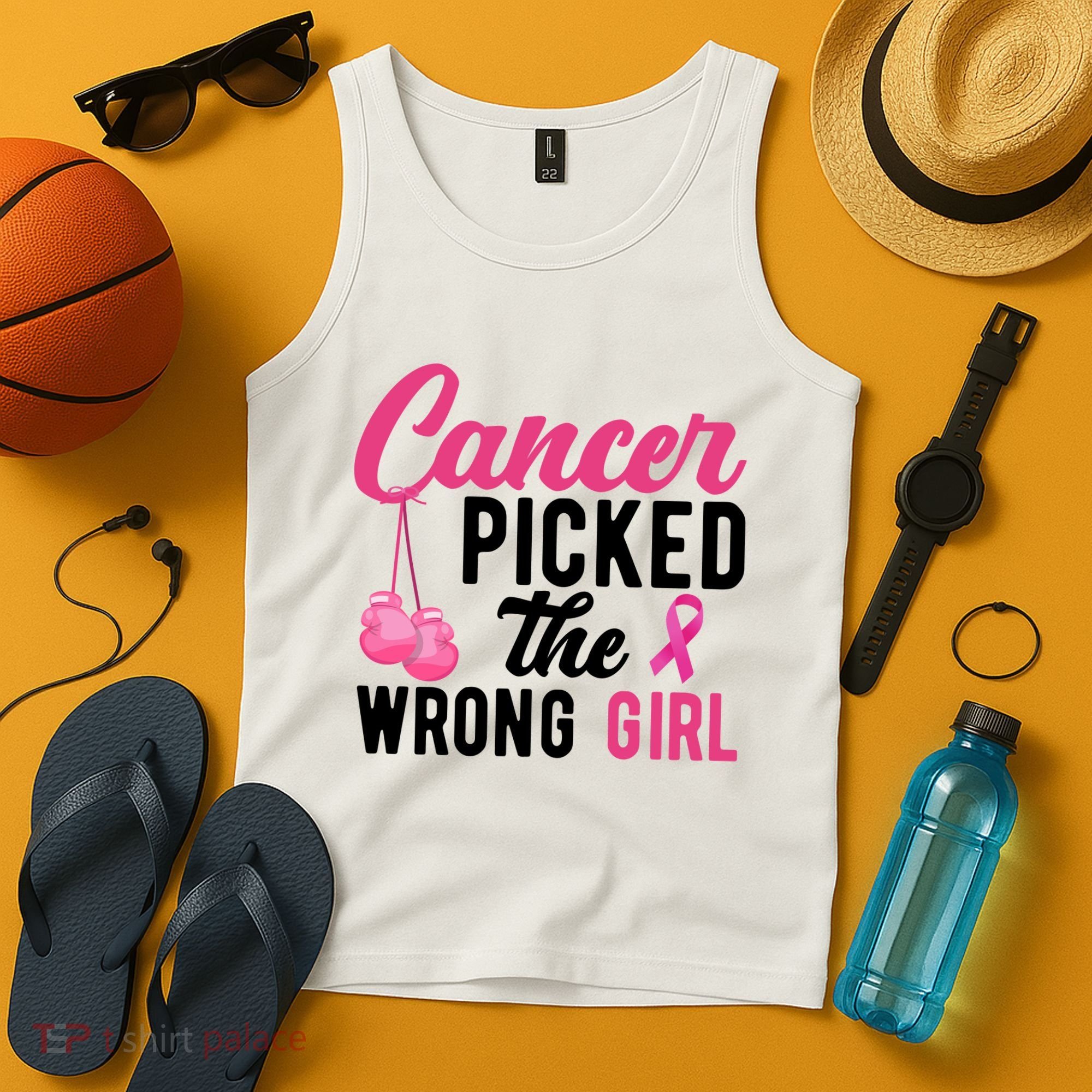 Cancer Picked The Wrong Girl Pink Ribbon Tank Top