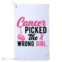 Cancer Picked The Wrong Girl Pink Ribbon Golf Towel thumb 0