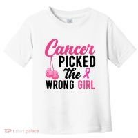Cancer Picked The Wrong Girl Pink Ribbon Toddler T-Shirt thumb 0