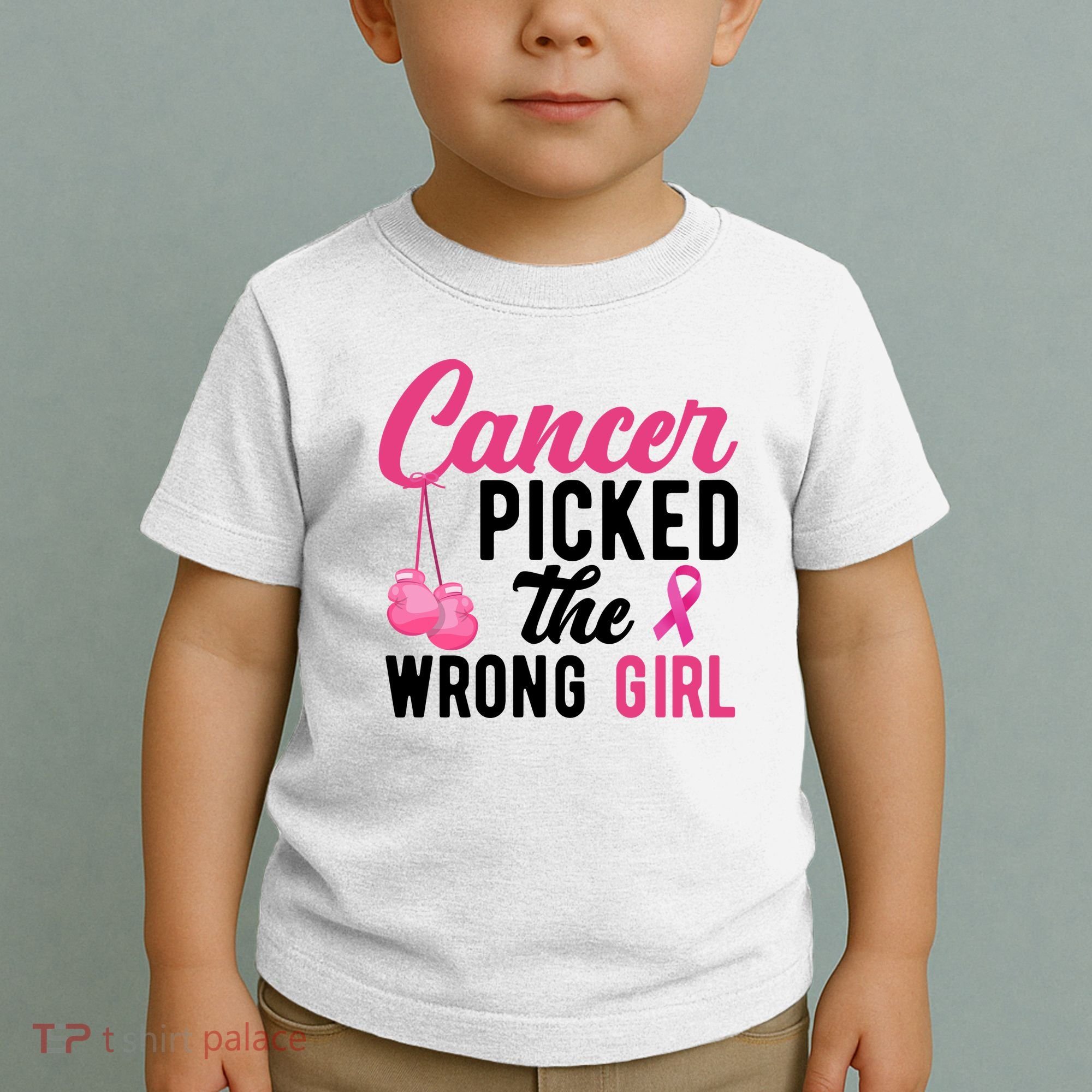 Cancer Picked The Wrong Girl Pink Ribbon Toddler T-Shirt