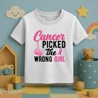 Cancer Picked The Wrong Girl Pink Ribbon Toddler T-Shirt thumb 3