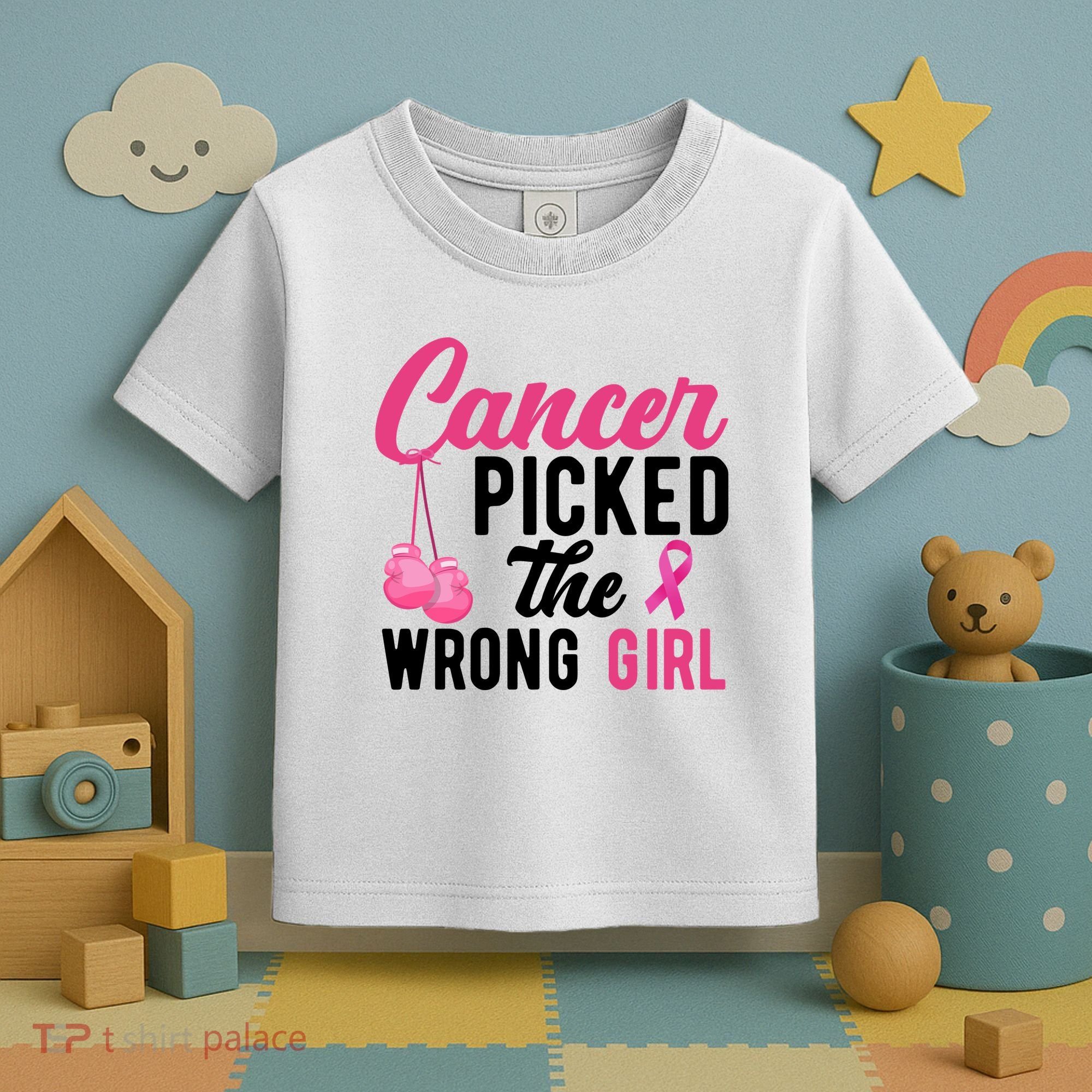 Cancer Picked The Wrong Girl Pink Ribbon Toddler T-Shirt