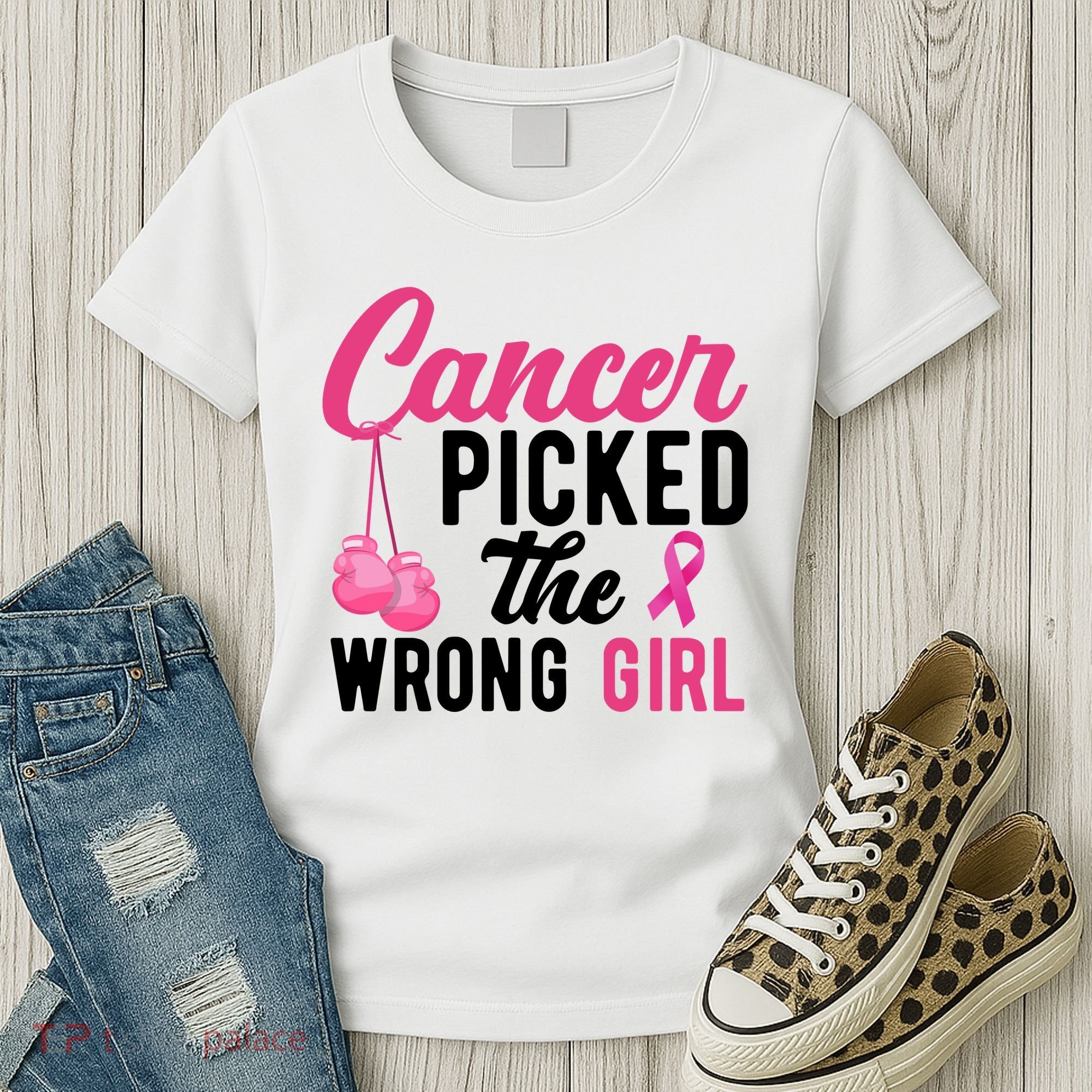 Cancer Picked The Wrong Girl Pink Ribbon Women's T-Shirt
