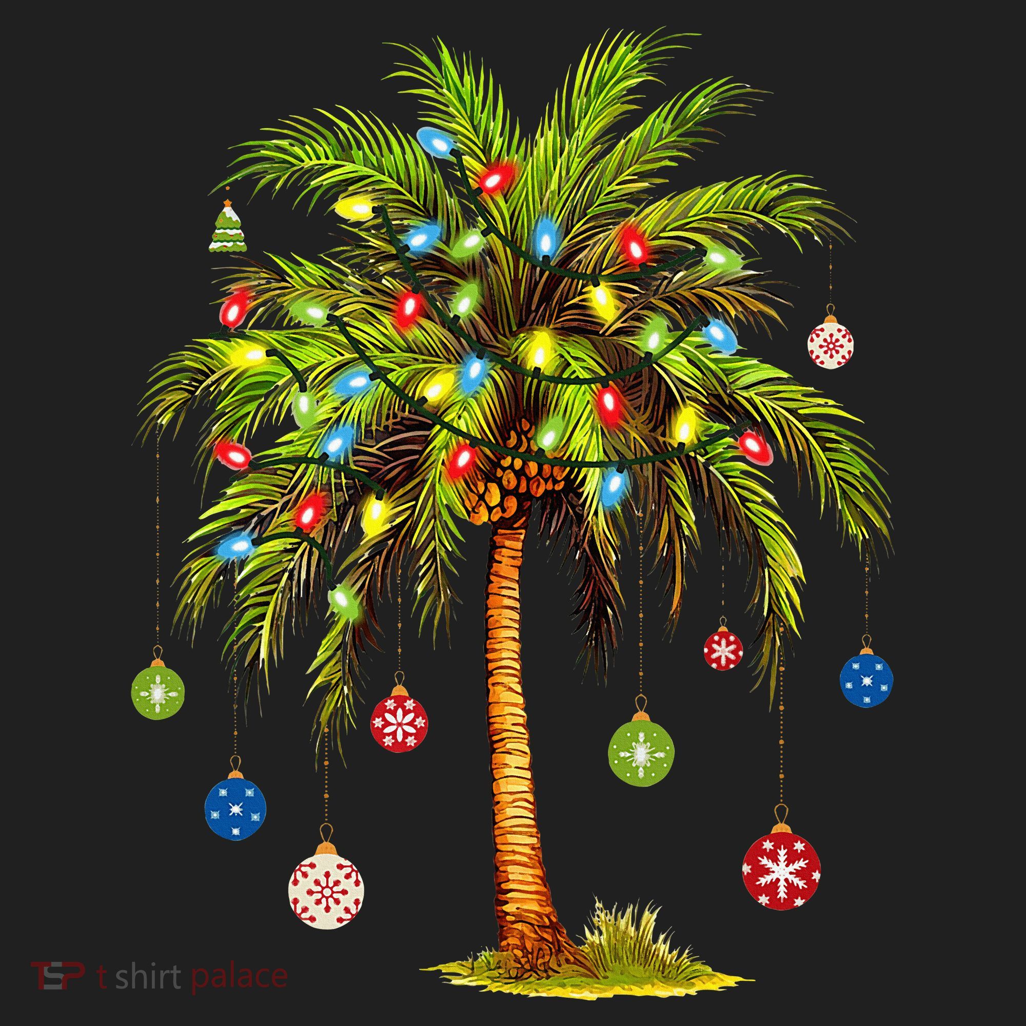 Christmas Palm Tree Light Hawaiian Tropical Xmas Women's Sweatshirt
