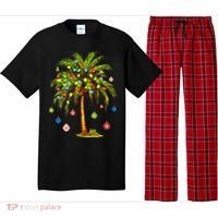 Christmas Palm Tree Light Hawaiian Tropical Xmas Pajama Set thumb 0