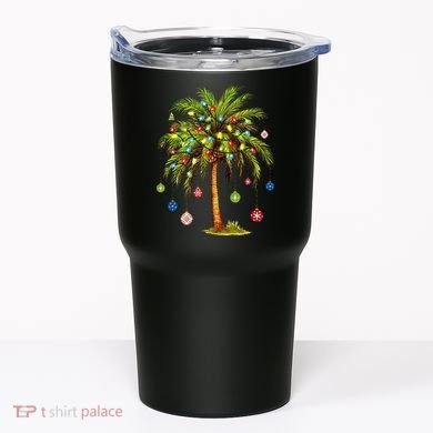 Christmas Palm Tree Light Hawaiian Tropical Xmas Tumbler