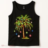 Christmas Palm Tree Light Hawaiian Tropical Xmas Tank Top thumb 2