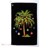 Christmas Palm Tree Light Hawaiian Tropical Xmas Golf Towel thumb 0
